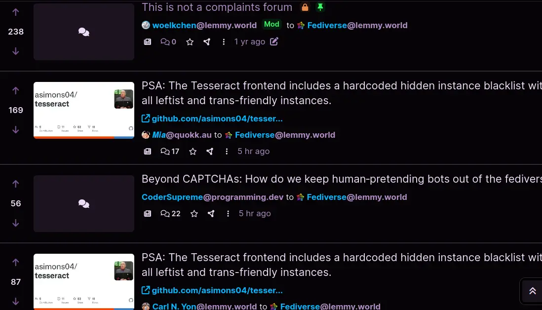 Fediverse@lemmy.world viewed via Lemmy.ca/Alex frontend - post present, twice even