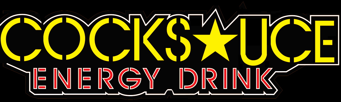 The Rockstar Energy Drink logo altered to say "Cock sauce Energy drink"