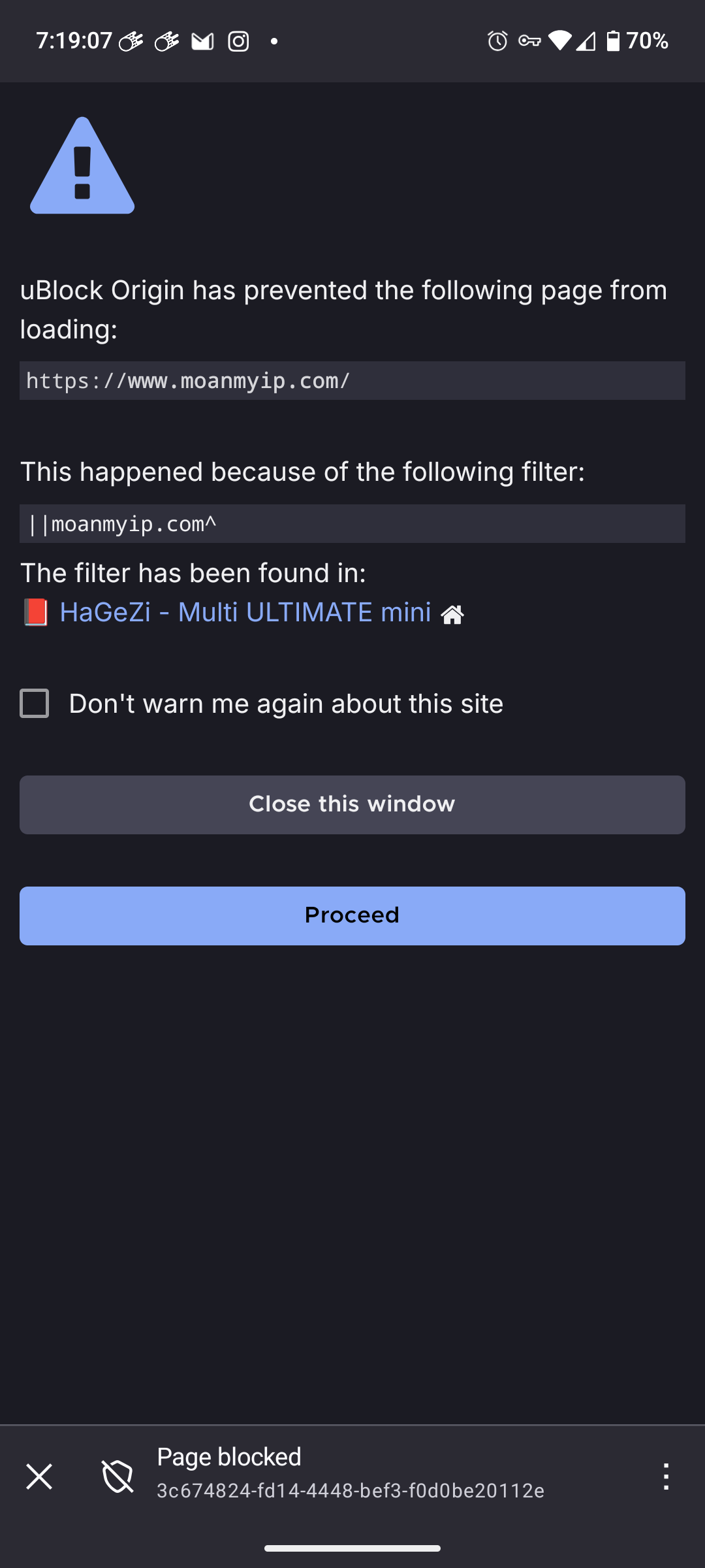 webpage blocked