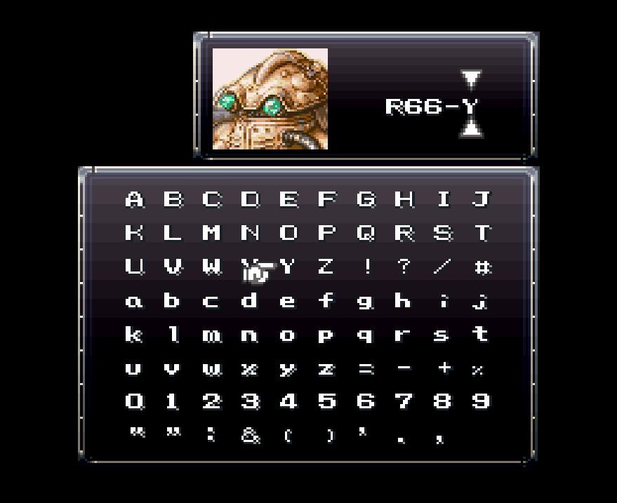 Another screenshot depicts a name choosing menu. I wrote R66-Y.