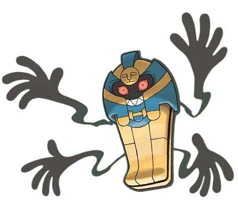A ghost Pokémon in the shape of a Sarcophagus