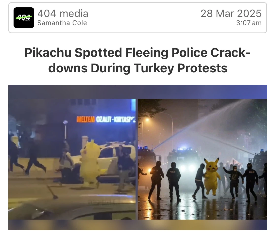 Pikachu Spotted Fleeing Police Crackdowns During Turkey Protests