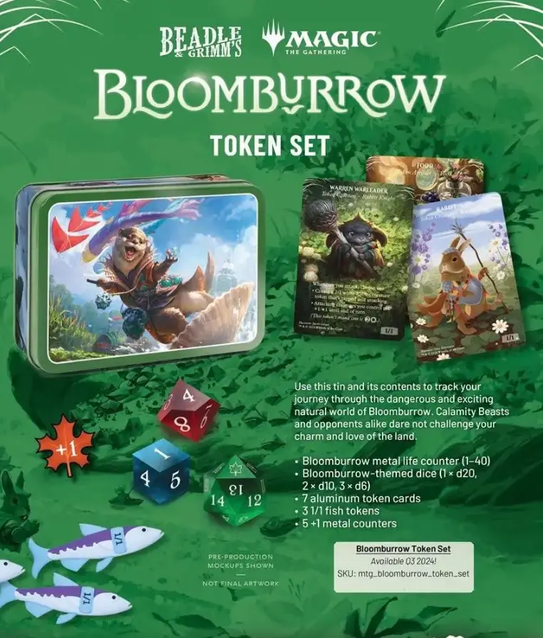 The leaked mockup of the Beadle &amp; Grimm&#39;s Bloomburrow token set