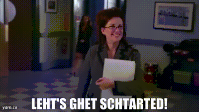 A clip from '30 Rock' where Bev has a head injury, is dazed, and saying "let's get started" while slurring her words. 