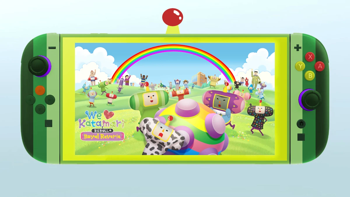 A Nintendo Switch 2 themed after Katamari Damacy's main character's head.